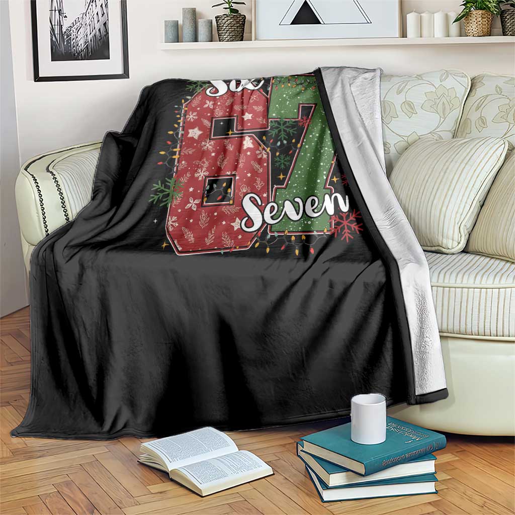67 Christmas Throw Blanket Funny Six Seven Meme Gen Alpha Slang Snowflake TS11 Print Your Wear