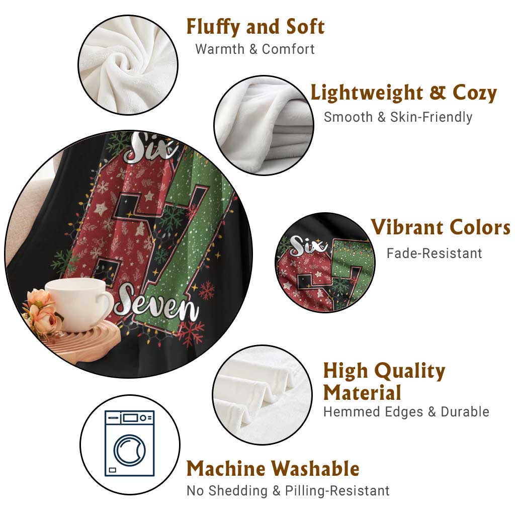 67 Christmas Throw Blanket Funny Six Seven Meme Gen Alpha Slang Snowflake TS11 Print Your Wear