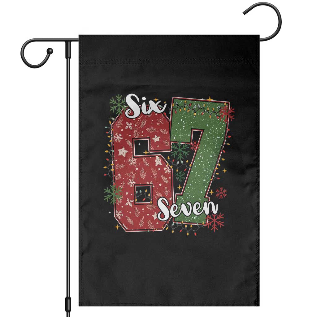 67 Christmas Garden Flag Funny Six Seven Meme Gen Alpha Slang Snowflake TS11 Black Print Your Wear