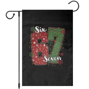 67 Christmas Garden Flag Funny Six Seven Meme Gen Alpha Slang Snowflake TS11 Black Print Your Wear