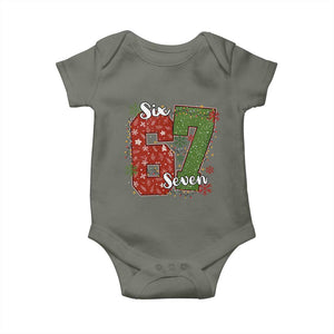 67 Christmas Baby Onesie Funny Six Seven Meme Gen Alpha Slang Snowflake TS11 Military Green Print Your Wear