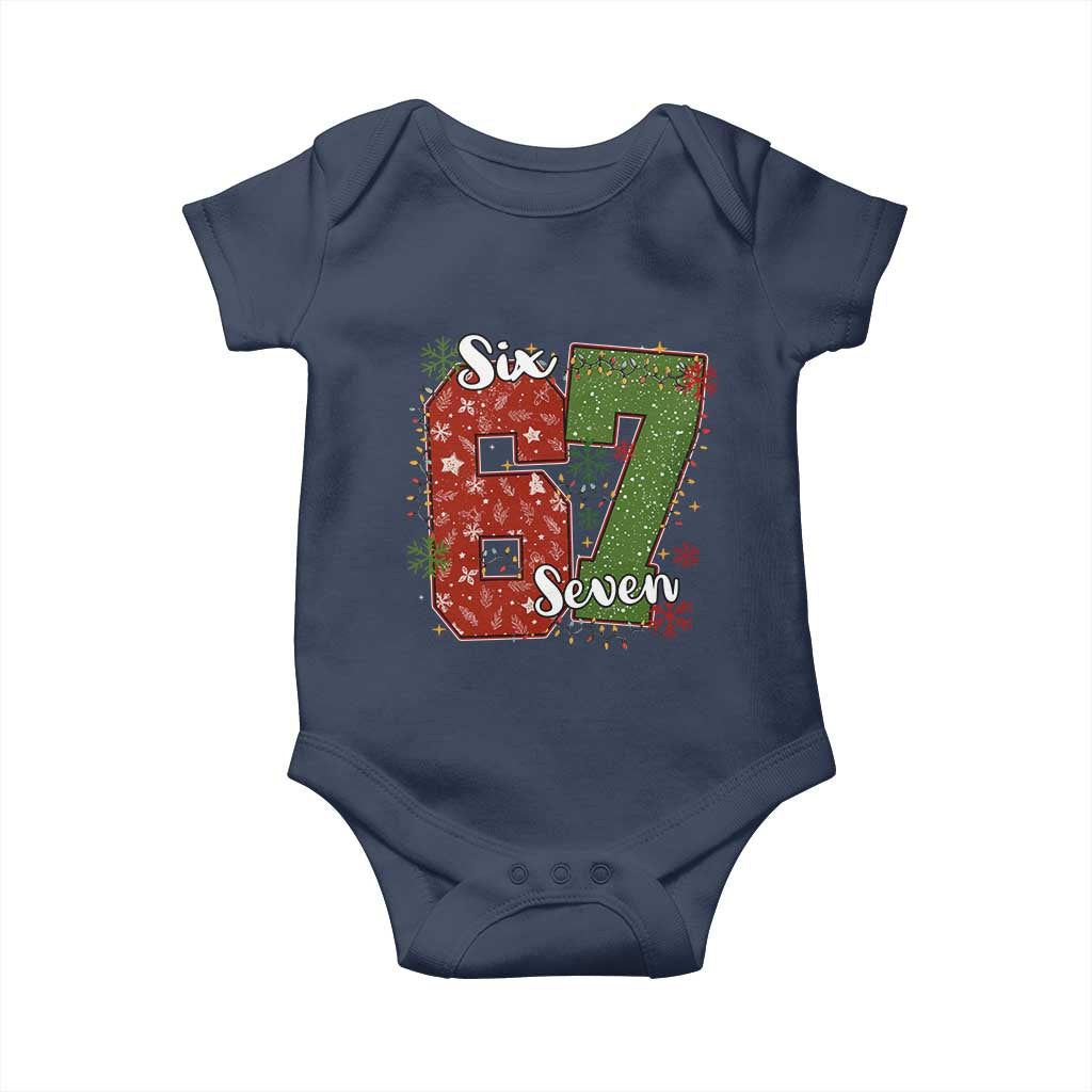67 Christmas Baby Onesie Funny Six Seven Meme Gen Alpha Slang Snowflake TS11 Navy Print Your Wear