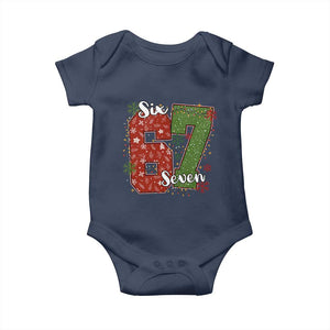 67 Christmas Baby Onesie Funny Six Seven Meme Gen Alpha Slang Snowflake TS11 Navy Print Your Wear