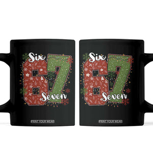 67 Christmas Coffee Mug Funny Six Seven Meme Gen Alpha Slang Snowflake TS11 Black Print Your Wear