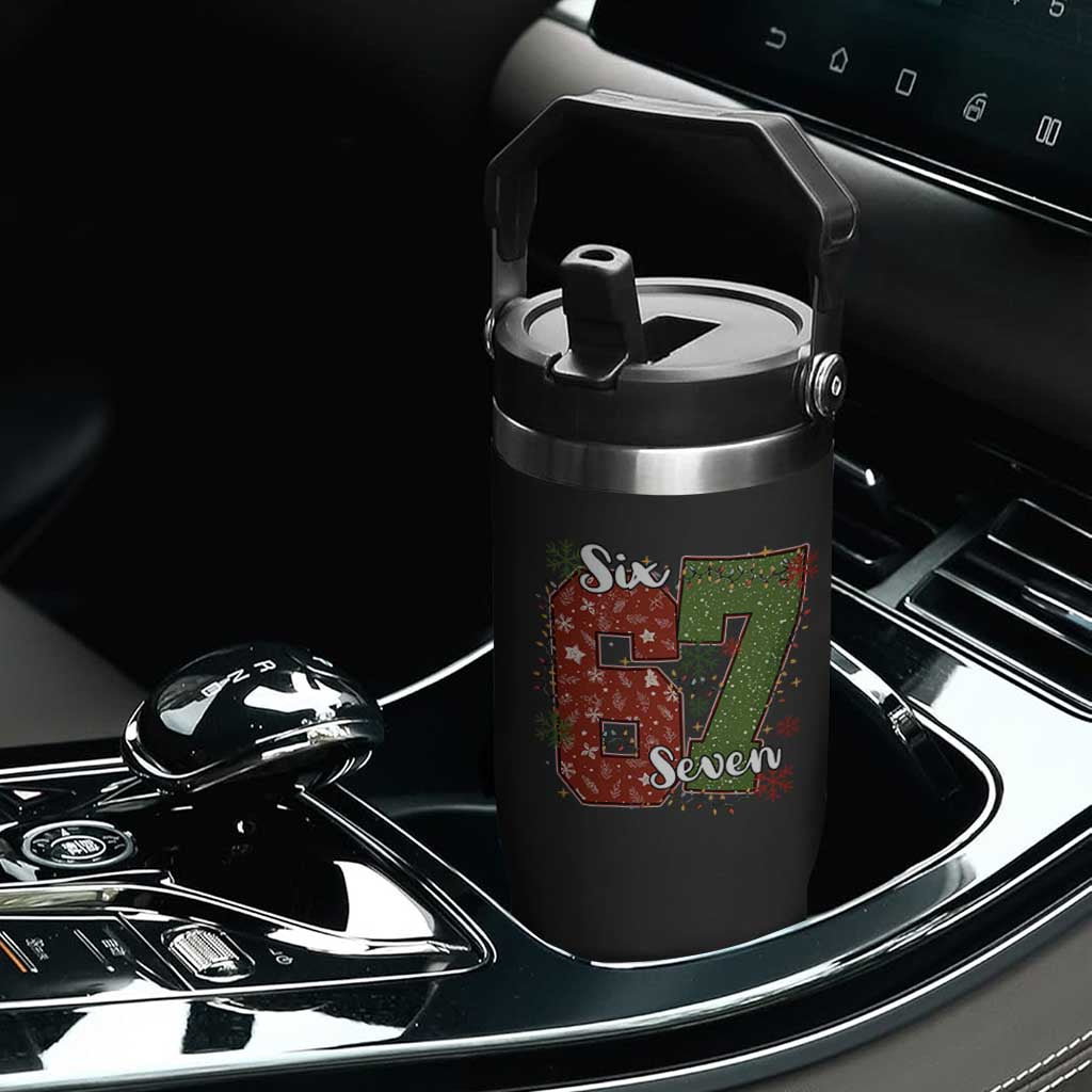 67 Christmas Flip Straw Tumbler Funny Six Seven Meme Gen Alpha Slang Snowflake TS11 Print Your Wear
