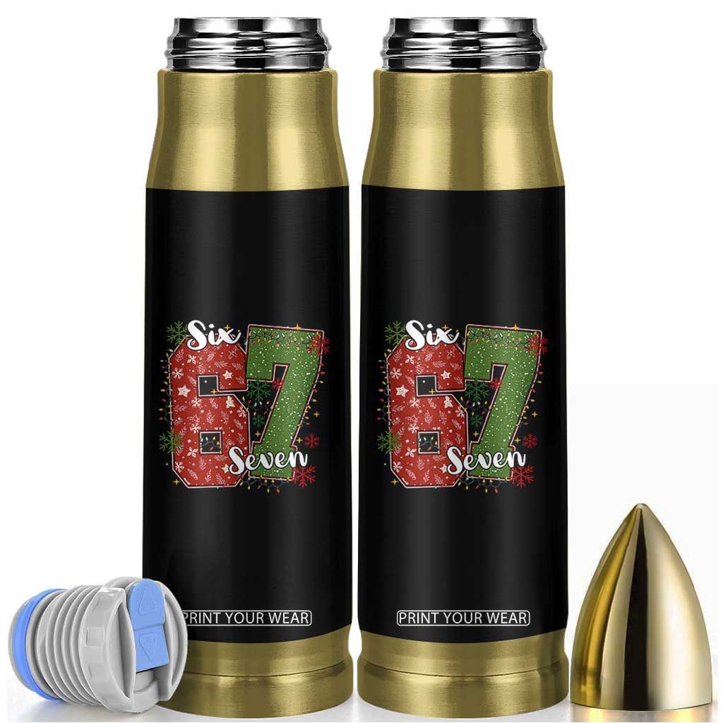 67 Christmas Bullet Tumbler Funny Six Seven Meme Gen Alpha Slang Snowflake TS11 Black Print Your Wear