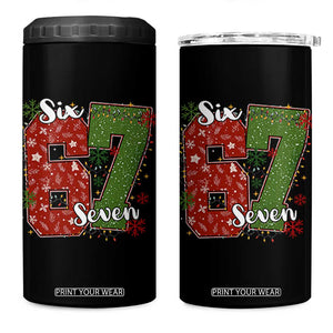 67 Christmas 4 in 1 Can Cooler Tumbler Funny Six Seven Meme Gen Alpha Slang Snowflake TS11 One Size: 16 oz Black Print Your Wear