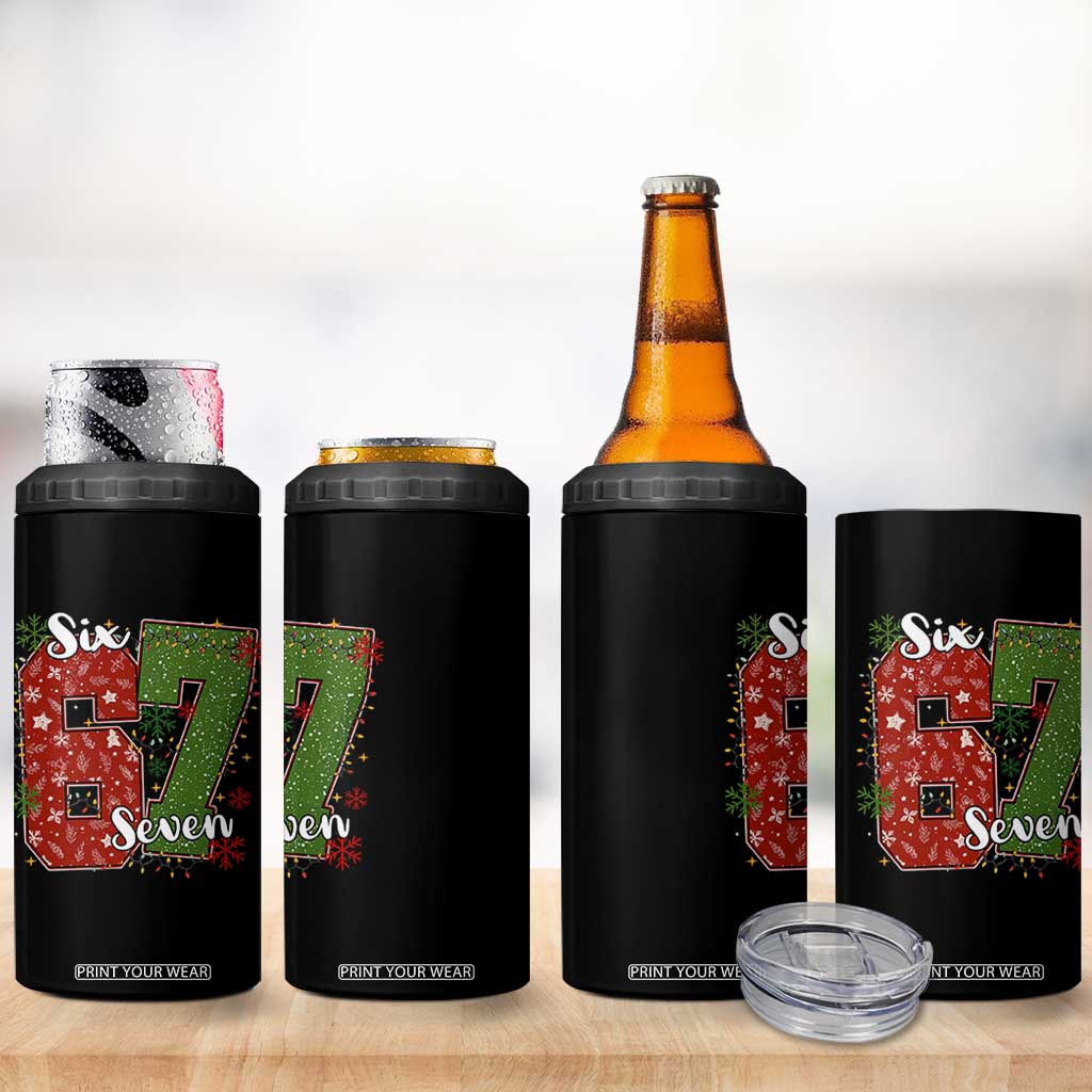 67 Christmas 4 in 1 Can Cooler Tumbler Funny Six Seven Meme Gen Alpha Slang Snowflake TS11 Print Your Wear