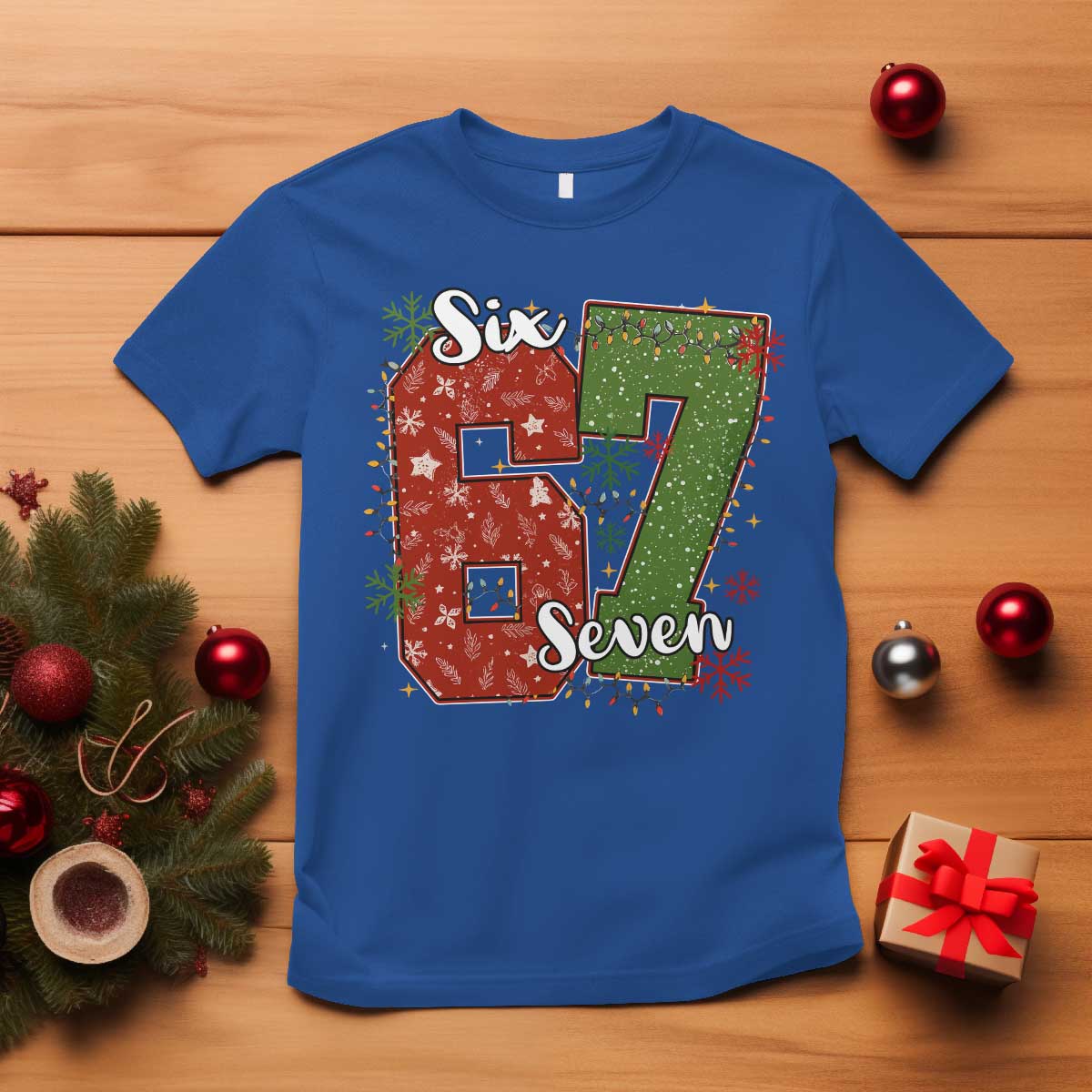 67 Christmas T Shirt Funny Six Seven Meme Gen Alpha Slang Snowflake TS11 Royal Blue Print Your Wear