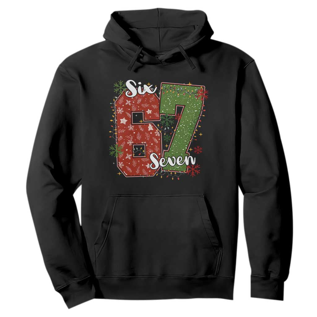 67 Christmas Hoodie Funny Six Seven Meme Gen Alpha Slang Snowflake TS11 Black Print Your Wear