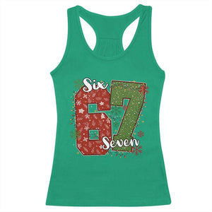 67 Christmas Racerback Tank Top Funny Six Seven Meme Gen Alpha Slang Snowflake TS11 Irish Green Print Your Wear