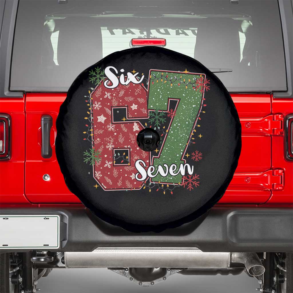 67 Christmas Spare Tire Cover Funny Six Seven Meme Gen Alpha Slang Snowflake TS11 Black Print Your Wear