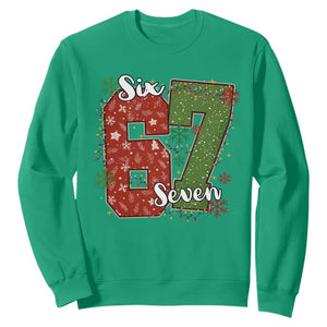 67 Christmas Sweatshirt Funny Six Seven Meme Gen Alpha Slang Snowflake TS11 Irish Green Print Your Wear