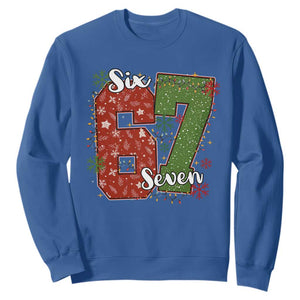67 Christmas Sweatshirt Funny Six Seven Meme Gen Alpha Slang Snowflake TS11 Royal Blue Print Your Wear