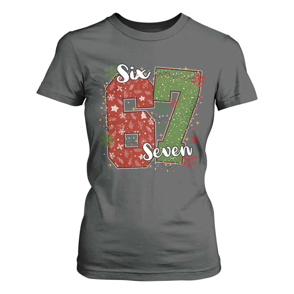 67 Christmas T Shirt For Women Funny Six Seven Meme Gen Alpha Slang Snowflake TS11 Dark Heather Print Your Wear