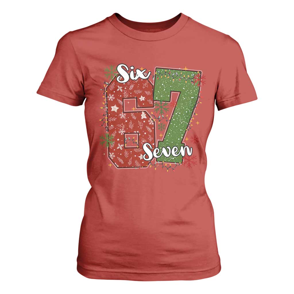 67 Christmas T Shirt For Women Funny Six Seven Meme Gen Alpha Slang Snowflake TS11 Red Print Your Wear