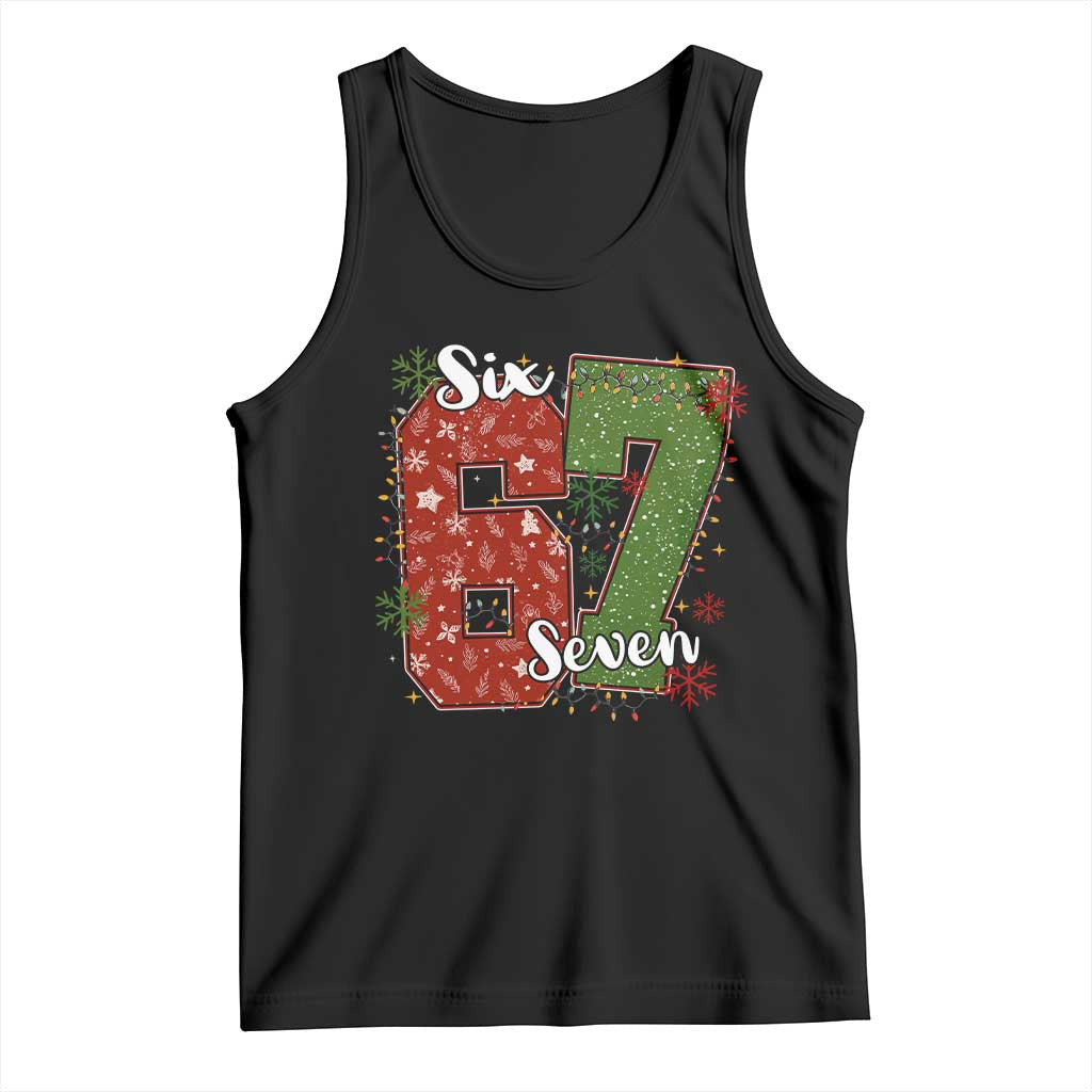 67 Christmas Tank Top Funny Six Seven Meme Gen Alpha Slang Snowflake TS11 Black Print Your Wear