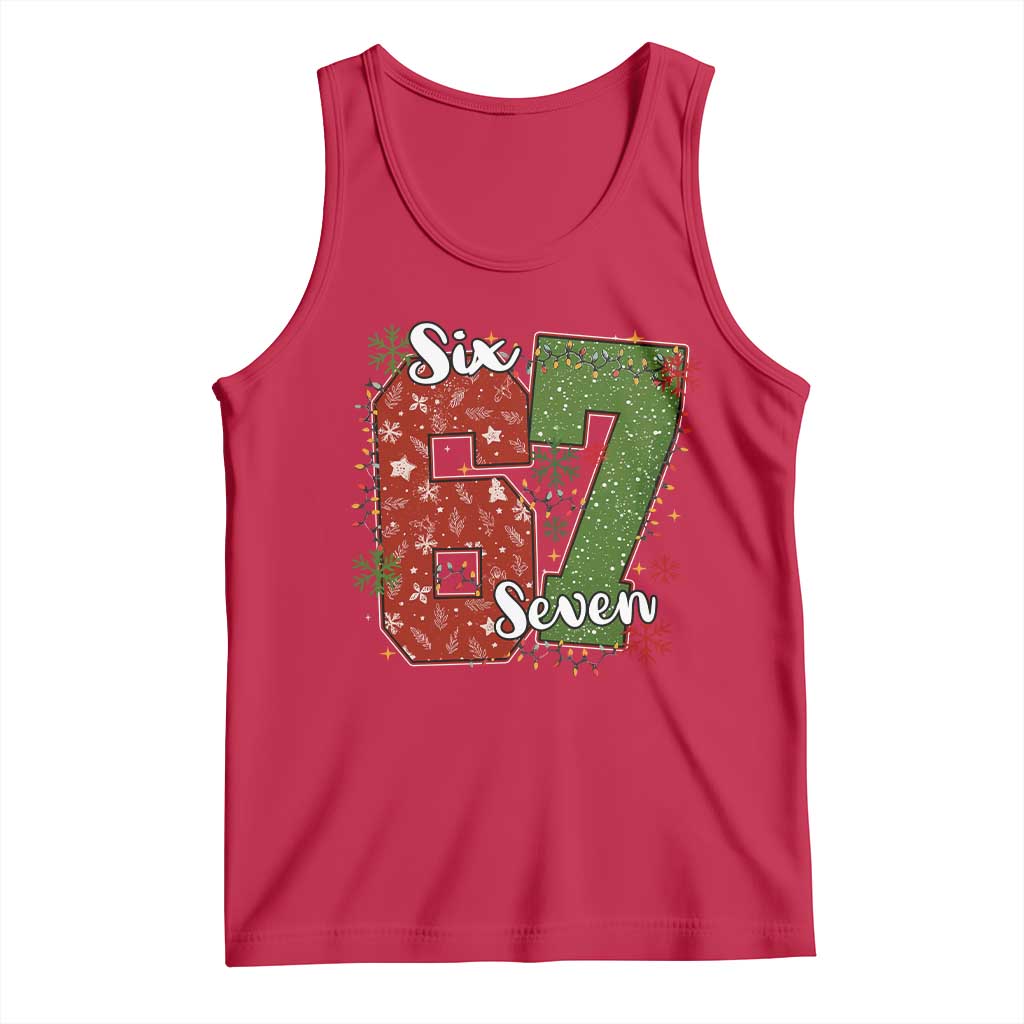67 Christmas Tank Top Funny Six Seven Meme Gen Alpha Slang Snowflake TS11 Red Print Your Wear