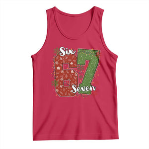 67 Christmas Tank Top Funny Six Seven Meme Gen Alpha Slang Snowflake TS11 Red Print Your Wear