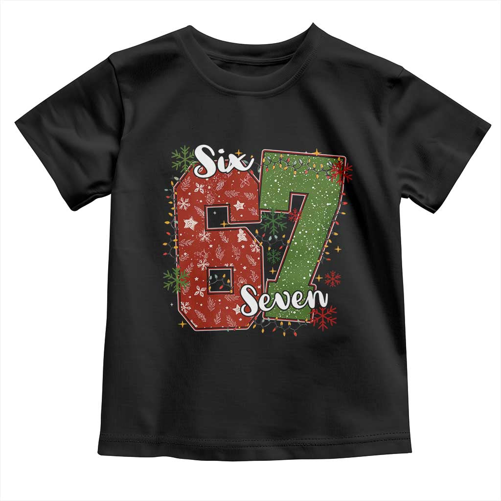 67 Christmas Toddler T Shirt Funny Six Seven Meme Gen Alpha Slang Snowflake TS11 Black Print Your Wear