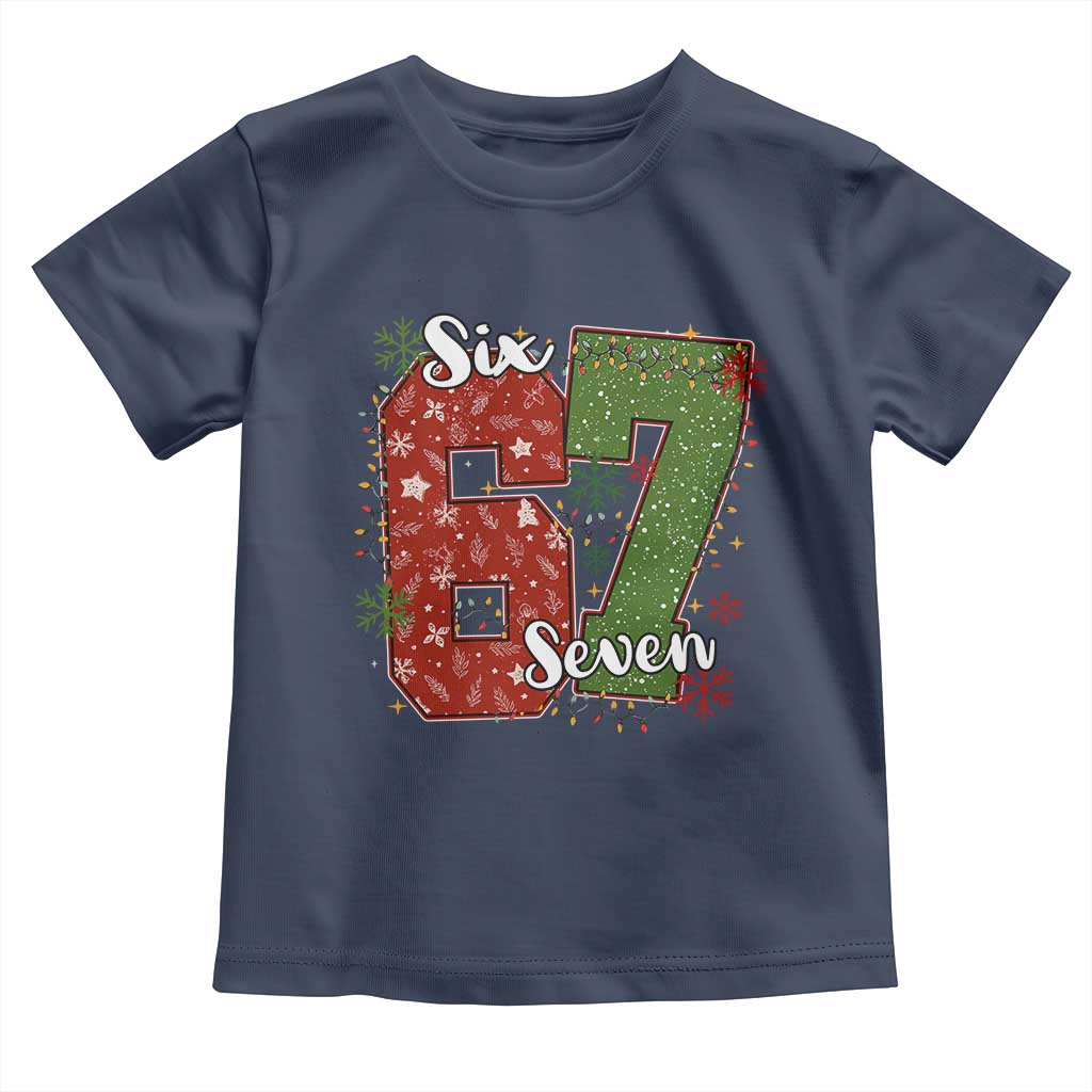 67 Christmas Toddler T Shirt Funny Six Seven Meme Gen Alpha Slang Snowflake TS11 Navy Print Your Wear