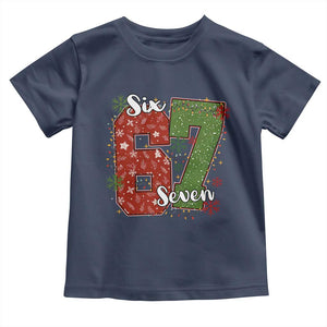 67 Christmas Toddler T Shirt Funny Six Seven Meme Gen Alpha Slang Snowflake TS11 Navy Print Your Wear