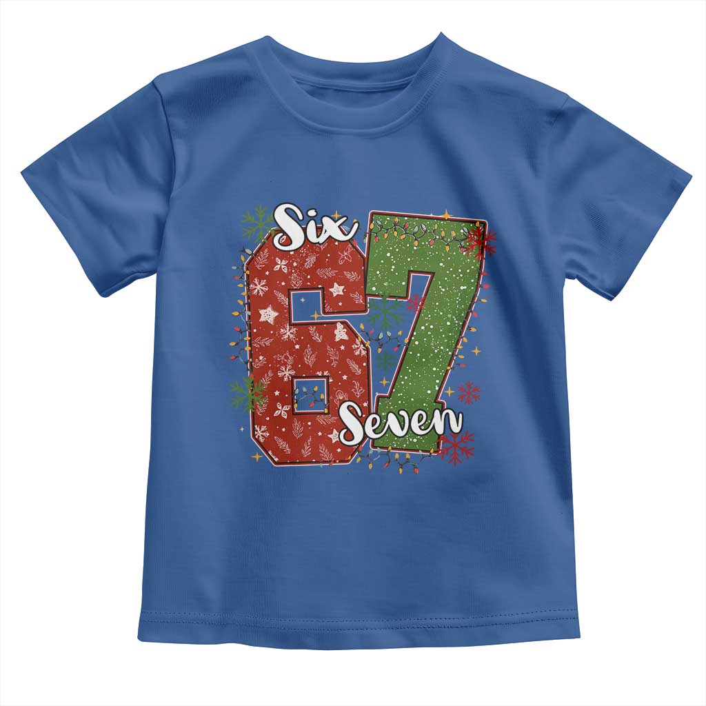 67 Christmas Toddler T Shirt Funny Six Seven Meme Gen Alpha Slang Snowflake TS11 Royal Blue Print Your Wear