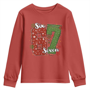 67 Christmas Youth Sweatshirt Funny Six Seven Meme Gen Alpha Slang Snowflake TS11 Red Print Your Wear