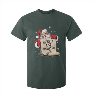 Funny 67 Christmas T Shirt For Kid Naughty List Kids Who Say Six Seven Santa TS11 Dark Forest Green Print Your Wear