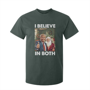 Funny Trump Santa Christmas T Shirt For Kid I Believe In Both President Xmas TS11 Dark Forest Green Print Your Wear