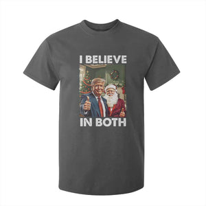 Funny Trump Santa Christmas T Shirt For Kid I Believe In Both President Xmas TS11 Dark Heather Print Your Wear