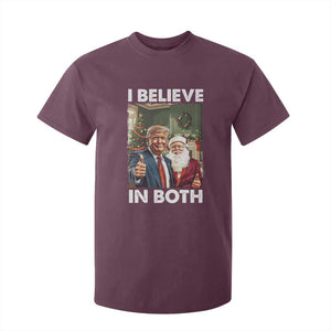Funny Trump Santa Christmas T Shirt For Kid I Believe In Both President Xmas TS11 Maroon Print Your Wear