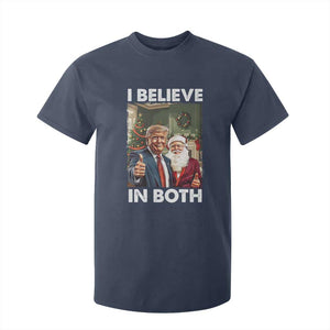Funny Trump Santa Christmas T Shirt For Kid I Believe In Both President Xmas TS11 Navy Print Your Wear
