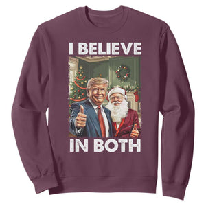 Funny Trump Santa Christmas Sweatshirt I Believe In Both President Xmas TS11 Maroon Print Your Wear