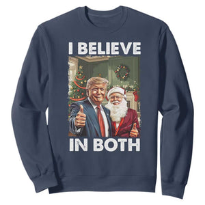 Funny Trump Santa Christmas Sweatshirt I Believe In Both President Xmas TS11 Navy Print Your Wear