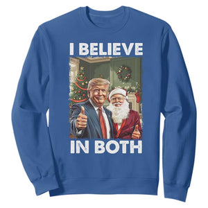 Funny Trump Santa Christmas Sweatshirt I Believe In Both President Xmas TS11 Royal Blue Print Your Wear