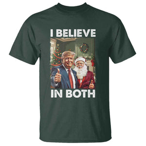 Funny Trump Santa Christmas T Shirt I Believe In Both President Xmas TS11 Dark Forest Green Print Your Wear