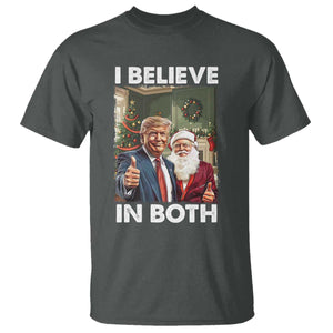 Funny Trump Santa Christmas T Shirt I Believe In Both President Xmas TS11 Dark Heather Print Your Wear