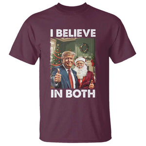 Funny Trump Santa Christmas T Shirt I Believe In Both President Xmas TS11 Maroon Print Your Wear