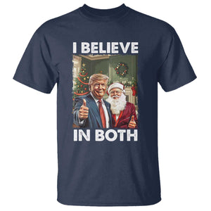 Funny Trump Santa Christmas T Shirt I Believe In Both President Xmas TS11 Navy Print Your Wear