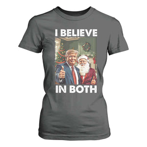 Funny Trump Santa Christmas T Shirt For Women I Believe In Both President Xmas TS11 Dark Heather Print Your Wear