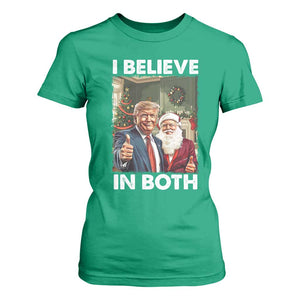 Funny Trump Santa Christmas T Shirt For Women I Believe In Both President Xmas TS11 Irish Green Print Your Wear