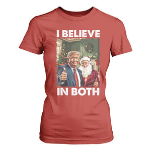 Funny Trump Santa Christmas T Shirt For Women I Believe In Both President Xmas TS11 Red Print Your Wear