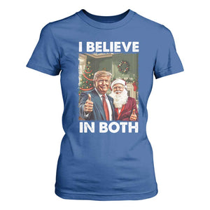 Funny Trump Santa Christmas T Shirt For Women I Believe In Both President Xmas TS11 Royal Blue Print Your Wear