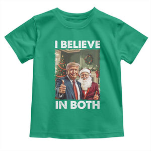 Funny Trump Santa Christmas Toddler T Shirt I Believe In Both President Xmas TS11 Irish Green Print Your Wear