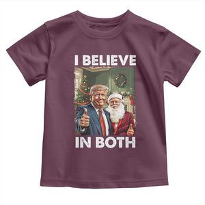 Funny Trump Santa Christmas Toddler T Shirt I Believe In Both President Xmas TS11 Maroon Print Your Wear