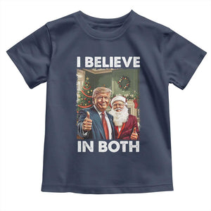 Funny Trump Santa Christmas Toddler T Shirt I Believe In Both President Xmas TS11 Navy Print Your Wear