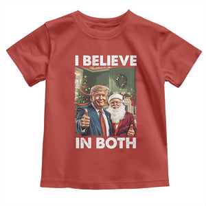 Funny Trump Santa Christmas Toddler T Shirt I Believe In Both President Xmas TS11 Red Print Your Wear