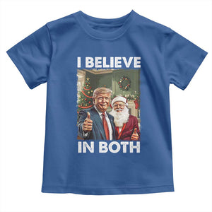 Funny Trump Santa Christmas Toddler T Shirt I Believe In Both President Xmas TS11 Royal Blue Print Your Wear