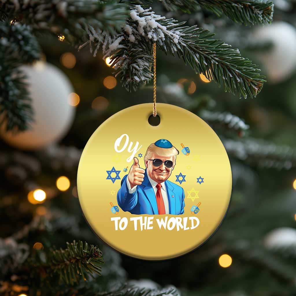 Funny Oy To The World Hanukkah Trump Christmas Ornament Chanukah Jewish Trump David Stars TS11 Print Your Wear